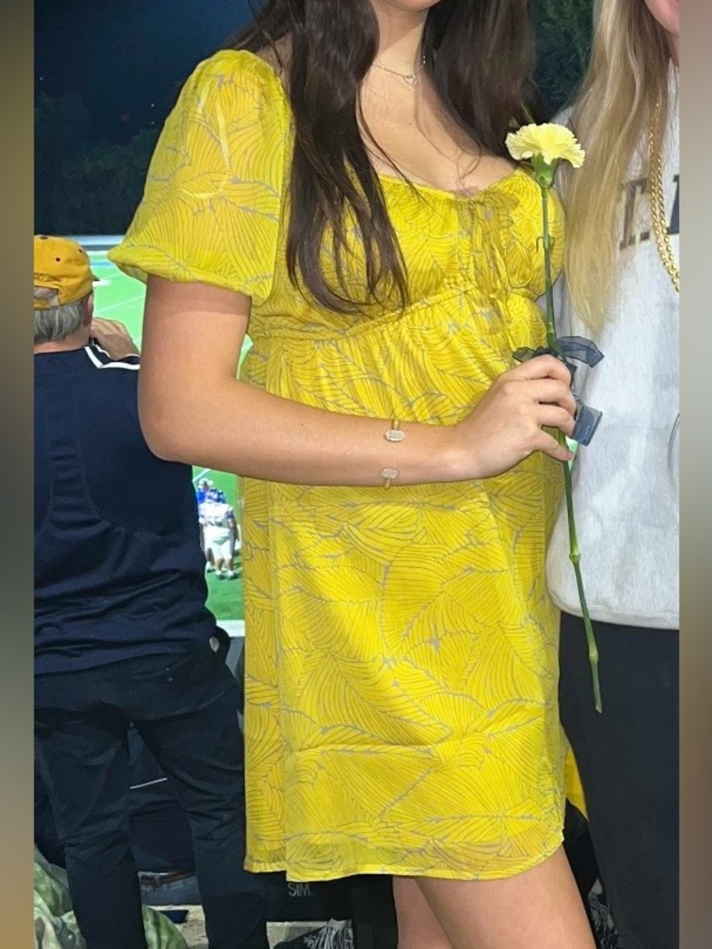 Lulu's Sunny Yellow Mini Dress with Subtle Leaf Print